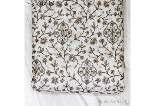 Costumes Material Indian Embroidery Fabric by the yard Wedding Dress Cushion Covers Home Decor Sewing DIY Crafting Embroidered fabric